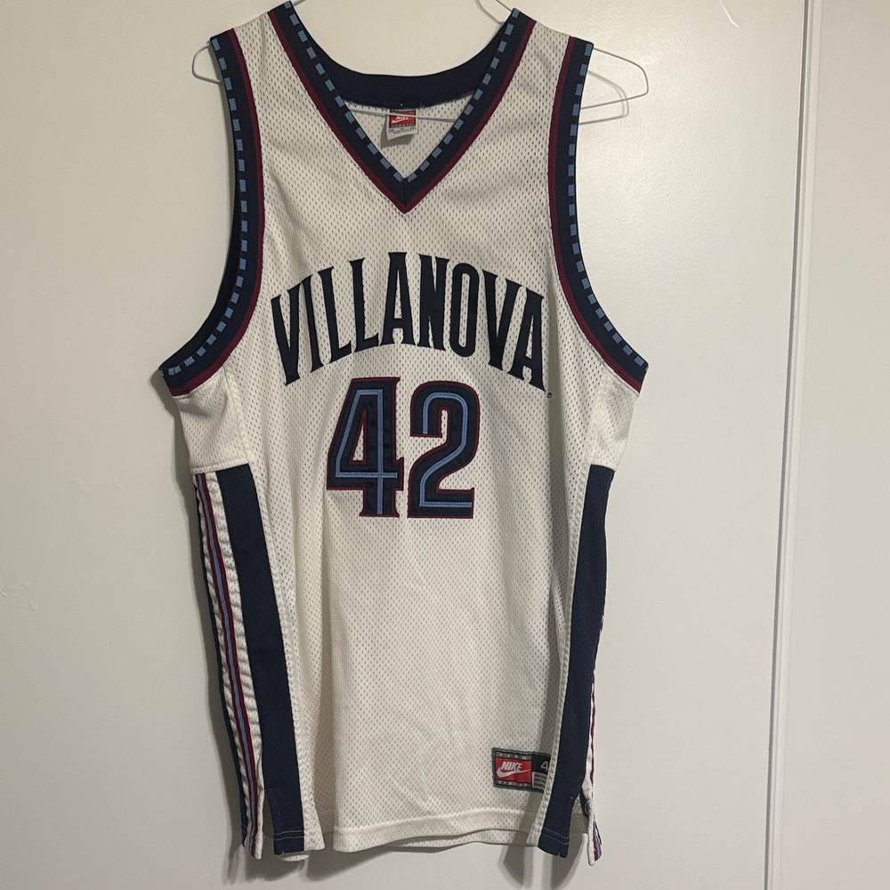 Nike White and Blue Sports Jersey